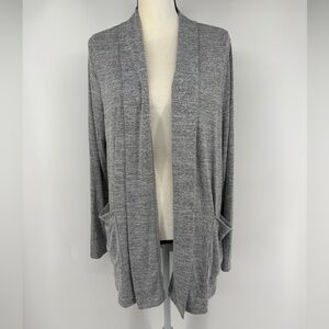 Gap Heather Gray Open Long Cardigan Large Pockets Comfy Cozy